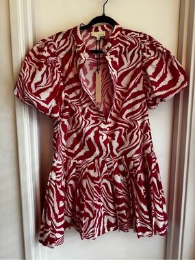 Pinch Red and White Zebra Print Mini Dress